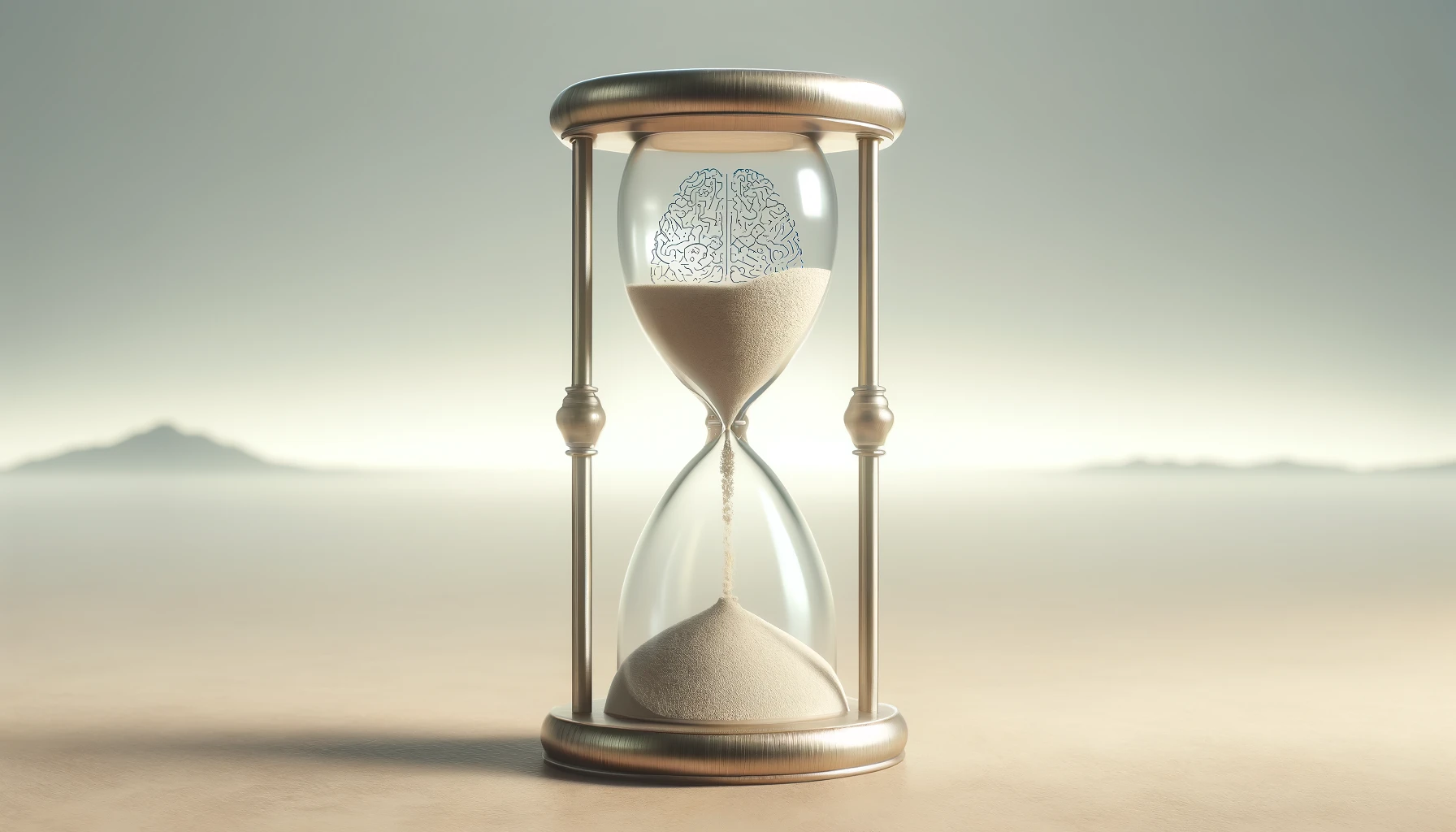 Hourglass with sand and subtle neural pathways