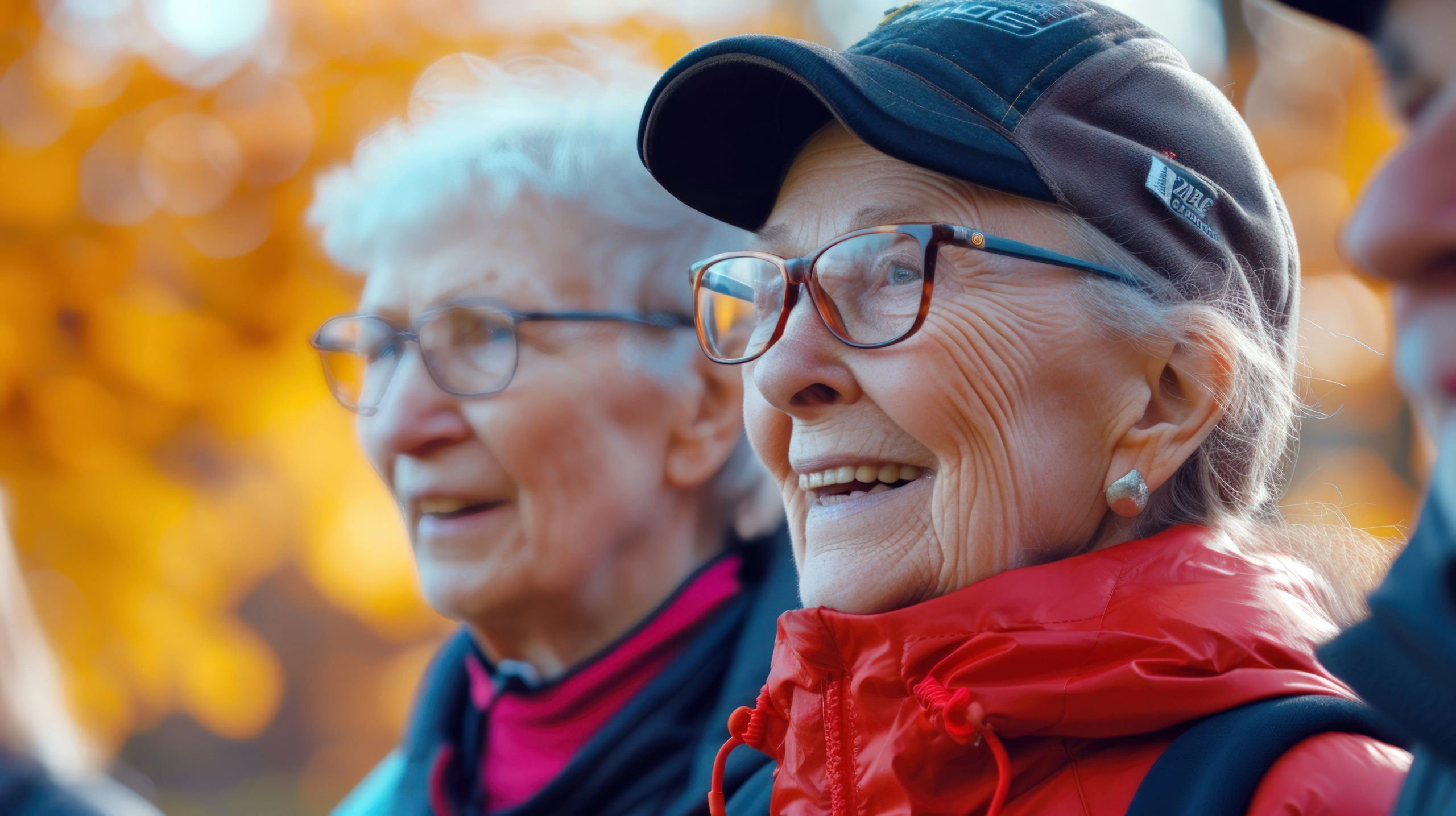 elderly women enjoying the fall
